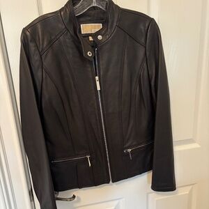 Michael Kors Black Leather Women's Medium Jacket